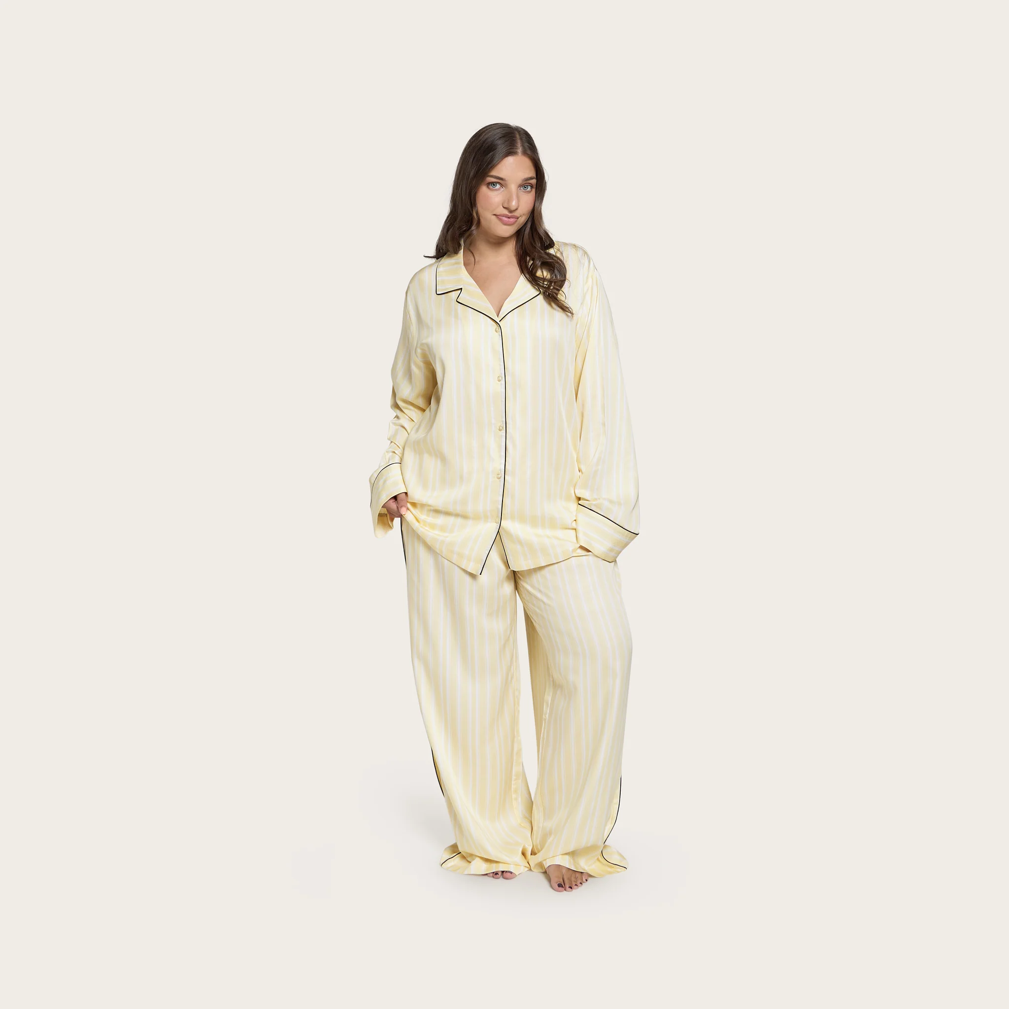 Butter Stripe Lottie Bamboo Long Sleeve Shirt - Image 6